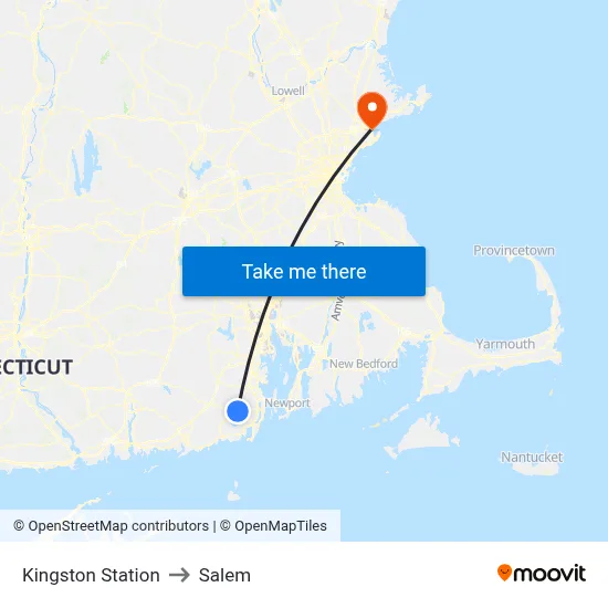 Kingston Station to Salem map