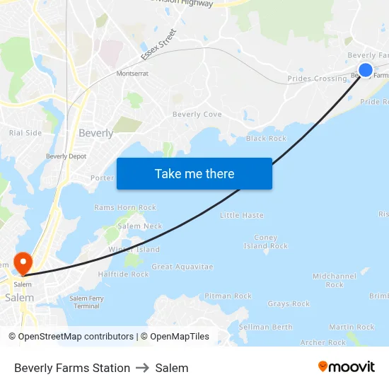 Beverly Farms Station to Salem map