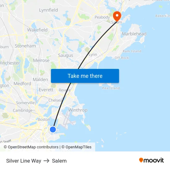 Silver Line Way to Salem map