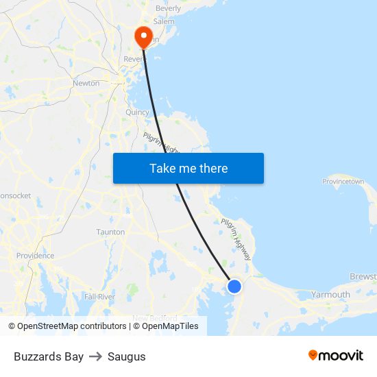 Buzzards Bay to Saugus map