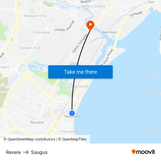 Revere to Saugus map