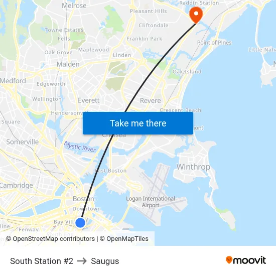 South Station #2 to Saugus map