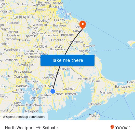 North Westport to Scituate map