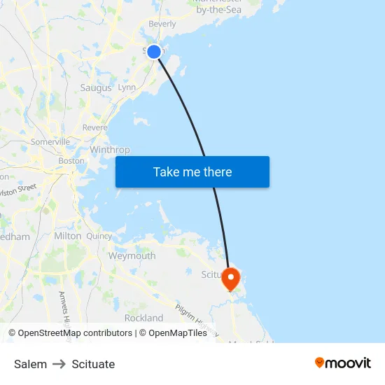 Salem to Scituate map