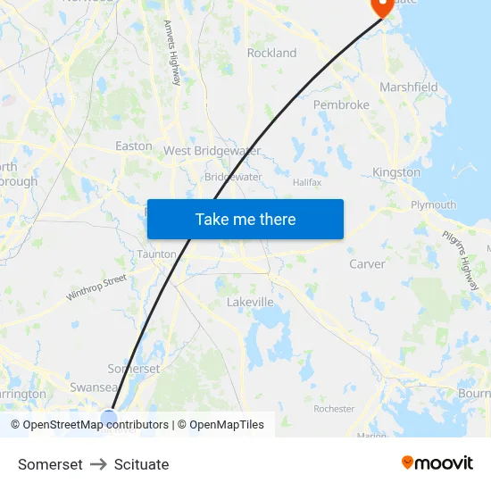 Somerset to Scituate map