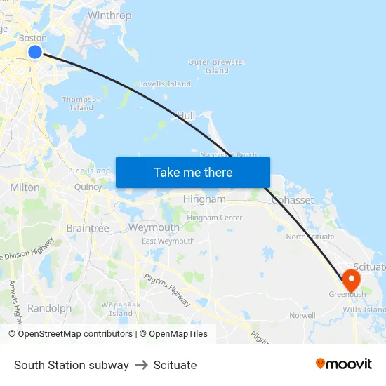 South Station subway to Scituate map