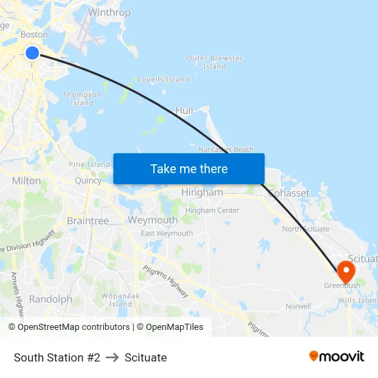 South Station #2 to Scituate map