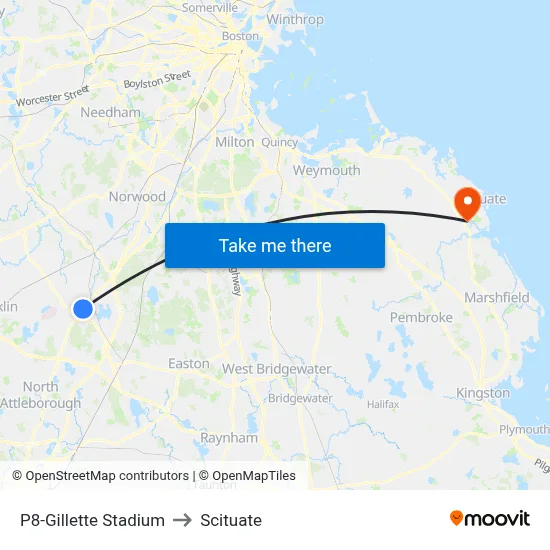 P8-Gillette Stadium to Scituate map