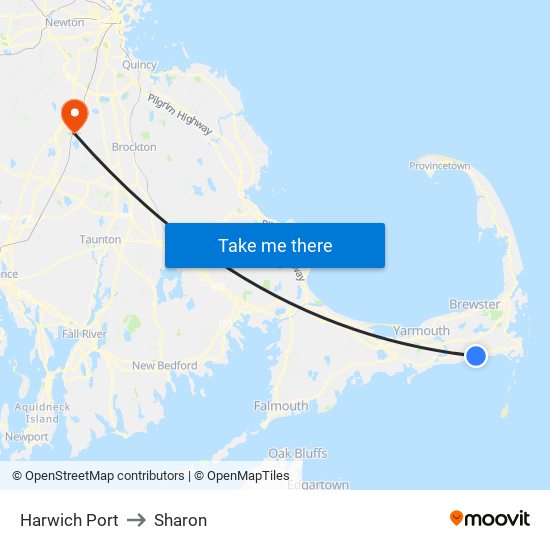 Harwich Port to Sharon map