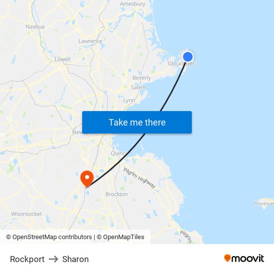 Rockport to Sharon map