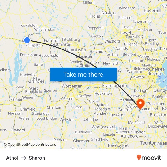 Athol to Sharon map