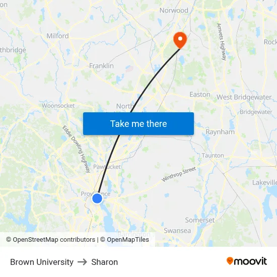 Brown University to Sharon map