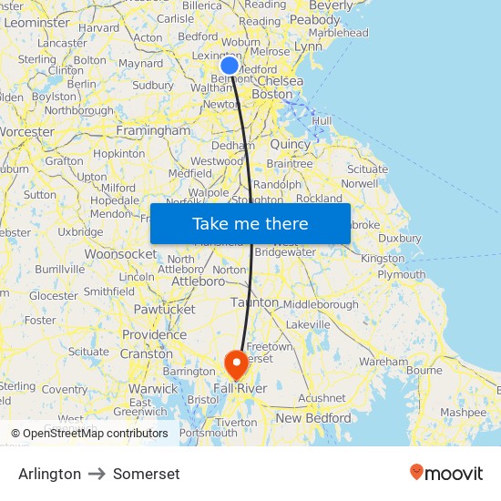 Arlington to Somerset map