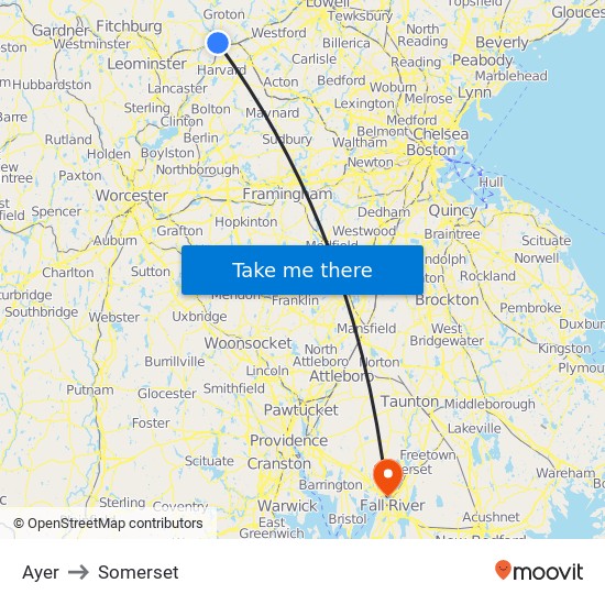 Ayer to Somerset map