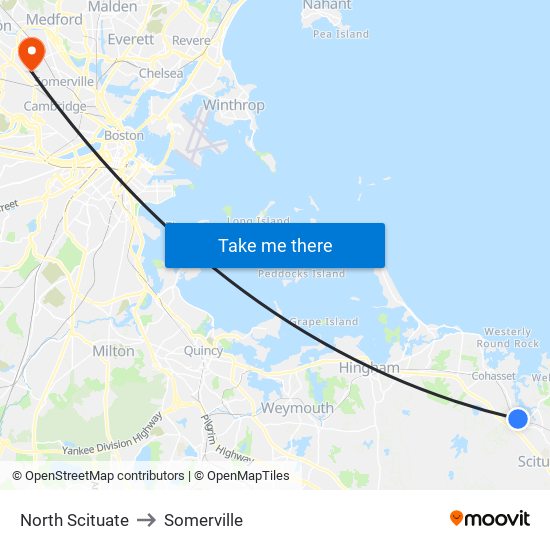 North Scituate to Somerville map