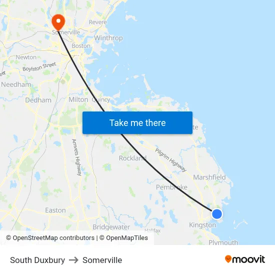 South Duxbury to Somerville map
