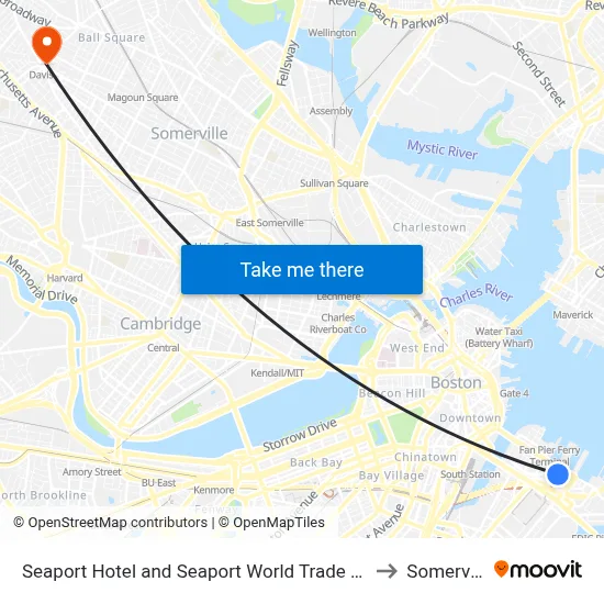 Seaport Hotel and Seaport World Trade Center to Somerville map