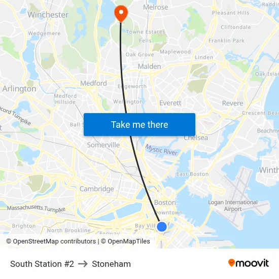 South Station #2 to Stoneham map