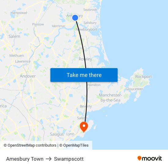 Amesbury Town to Swampscott map