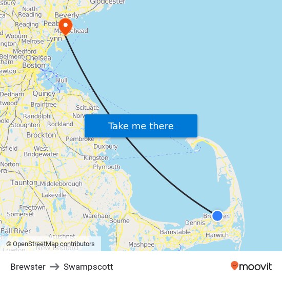 Brewster to Swampscott map