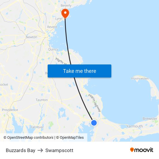 Buzzards Bay to Swampscott map