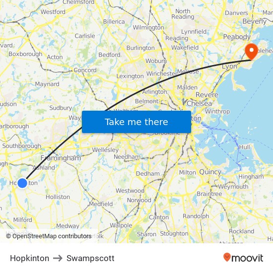 Hopkinton to Swampscott map