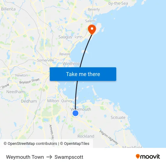 Weymouth Town to Swampscott map