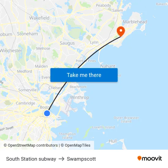 South Station subway to Swampscott map