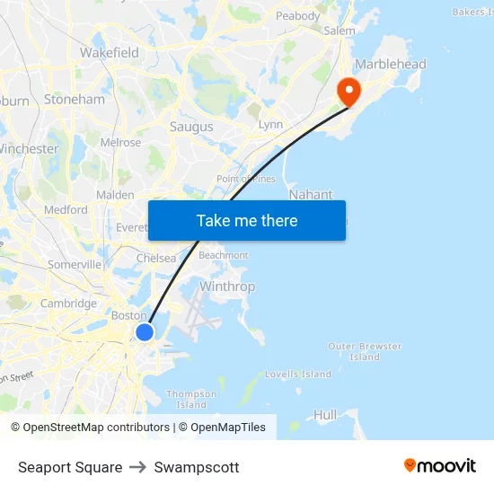 Seaport Square to Swampscott map