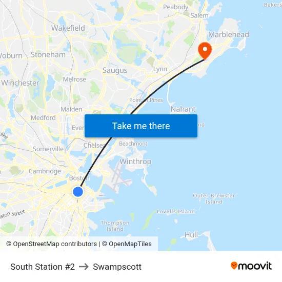 South Station #2 to Swampscott map