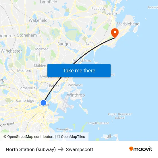 North Station (subway) to Swampscott map
