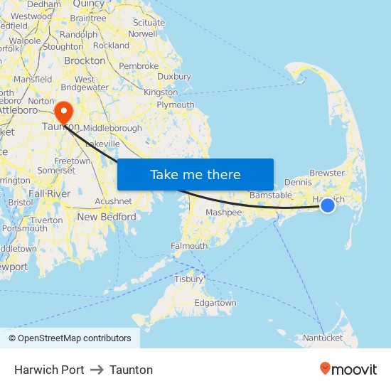 Harwich Port to Taunton map