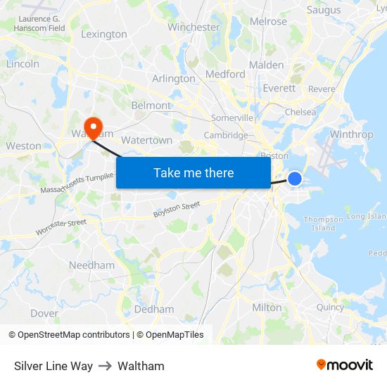 Silver Line Way to Waltham map