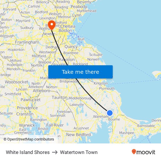 White Island Shores to Watertown Town map