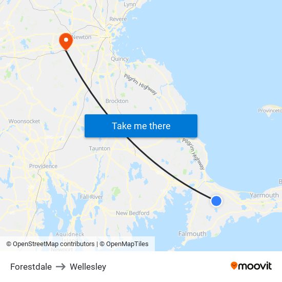 Forestdale to Wellesley map