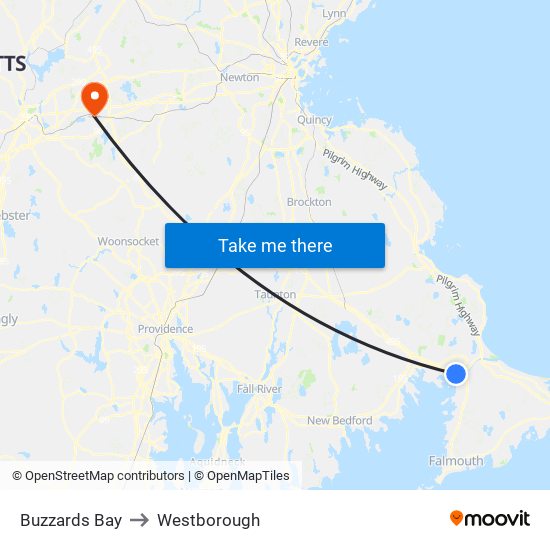 Buzzards Bay to Westborough map