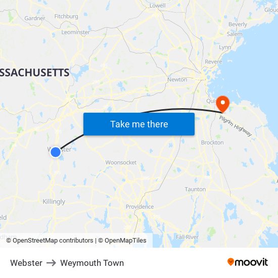 Webster to Weymouth Town map