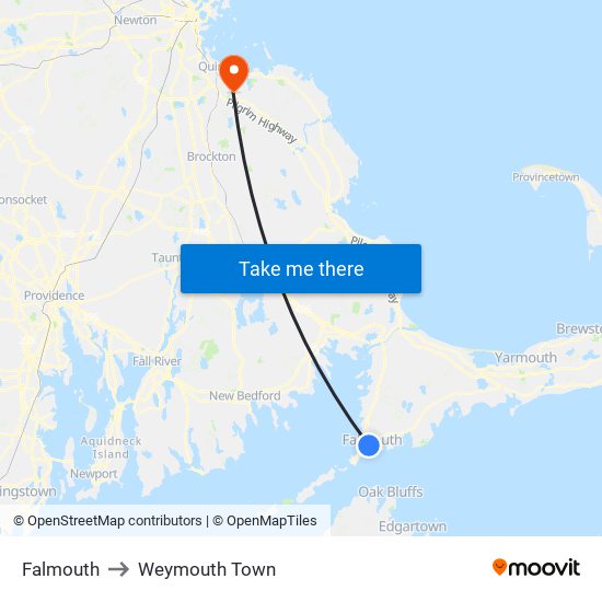 Falmouth to Weymouth Town map