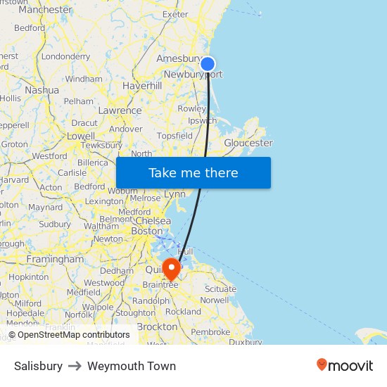 Salisbury to Weymouth Town map