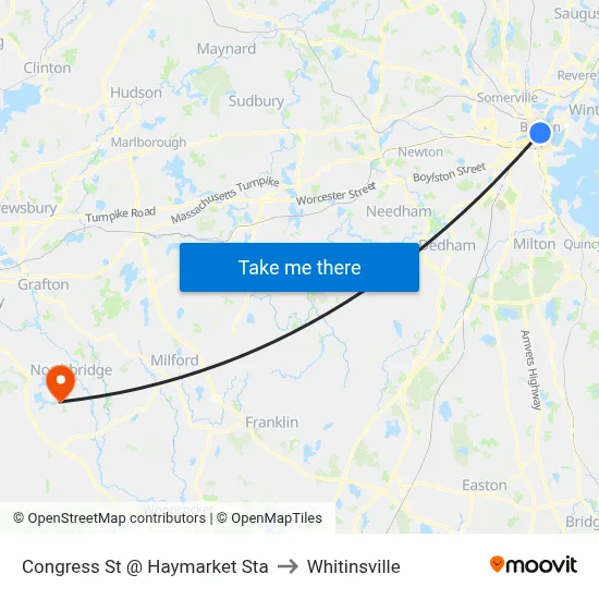 Congress St @ Haymarket Sta to Whitinsville map