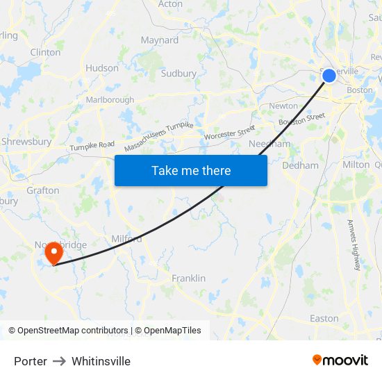 Porter to Whitinsville map