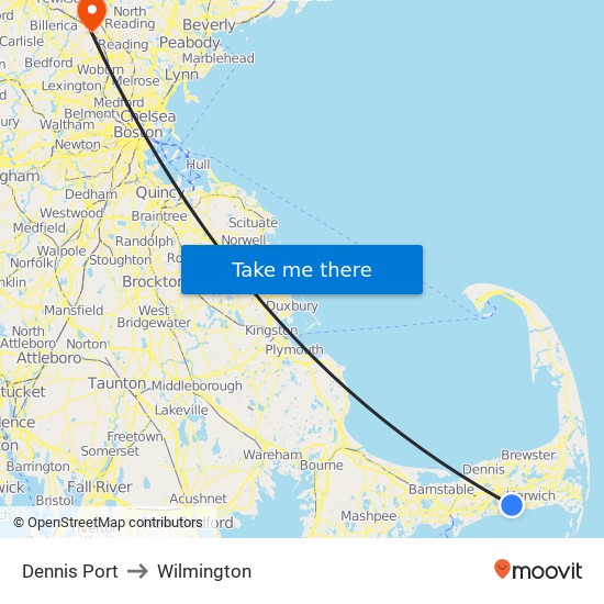 Dennis Port to Wilmington map