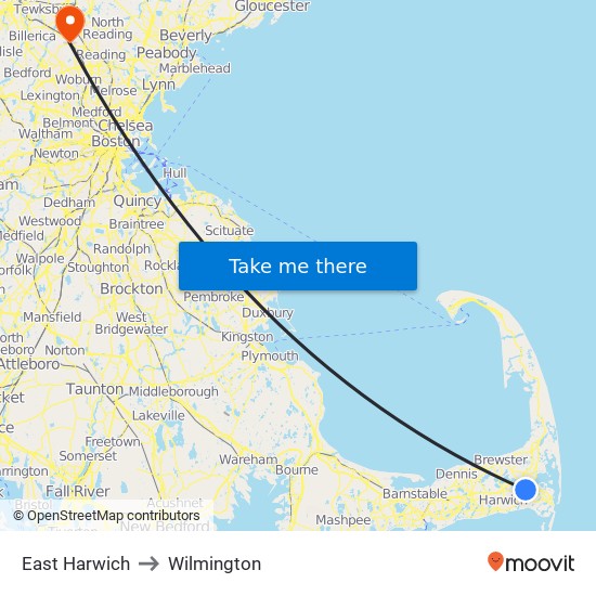 East Harwich to Wilmington map