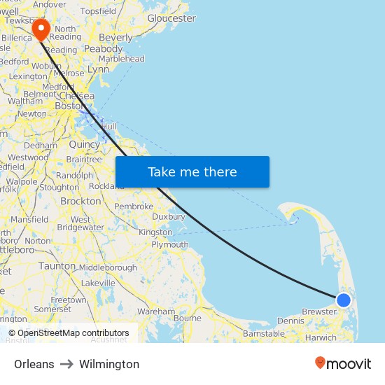 Orleans to Wilmington map