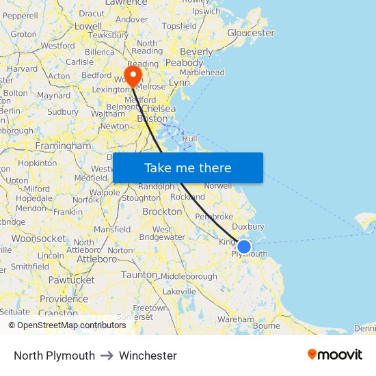 North Plymouth to Winchester map