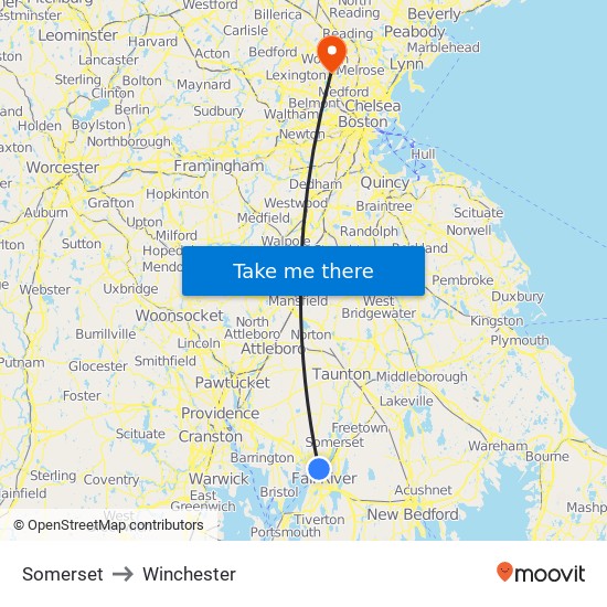 Somerset to Winchester map