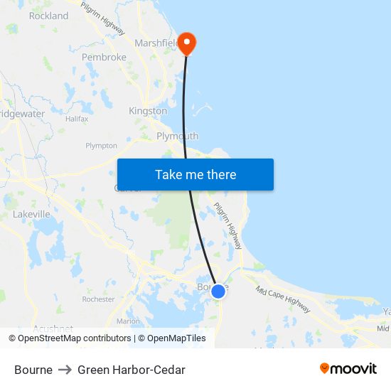 Bourne to Green Harbor-Cedar map