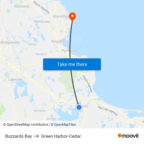Buzzards Bay to Green Harbor-Cedar map