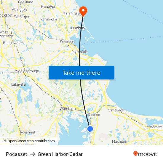 Pocasset to Green Harbor-Cedar map