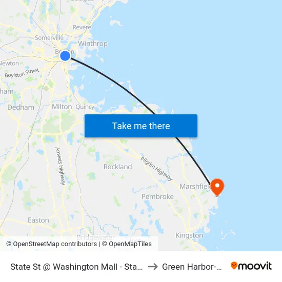State St @ Washington Mall - State St Sta to Green Harbor-Cedar map